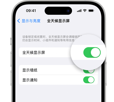 河南苹果15预约维修分享iPhone15如何设置全天候显示屏幕可见 